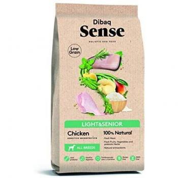Dibaq Sense Low Grain Light & Senior Pollo. Alimento 100% Natural para perros senior o adultos con tendencia al sobrepeso. 2 kg.