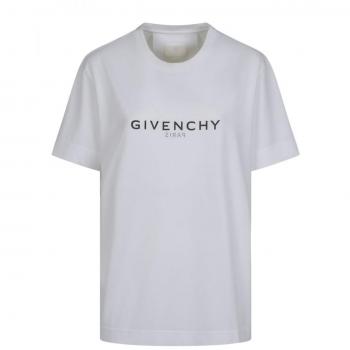Givenchy Women's Logo Cotton T-Shirt in White | Size Medium | BW707Z3Z5W