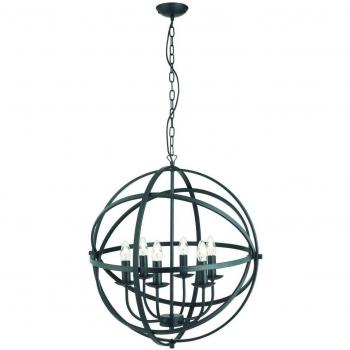 Colgante Orbit de 6 luces, negro mate, E14, acabado en mate
