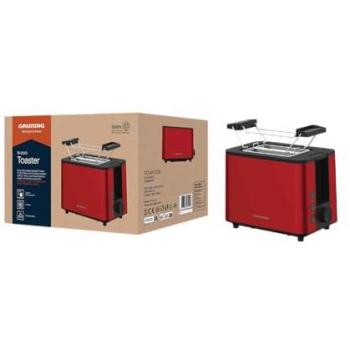 Tostadora Grundig TA 8340, 2 ranuras cortas, 950 W, función descongelar, apagado automático, color rojo y negro