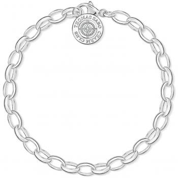 Thomas Sabo Silver Diamond Oval Belcher Bracelet with Charms and Carriers, Gray female, Size: ONE SIZE
