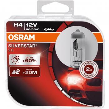 Osram 64193SV2-HCB Silverstar 2.0 H4 Lámpara Halógena de Faros, Duo