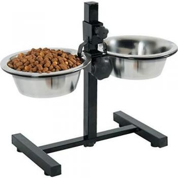 Soporte Regulable con 2 Comederos de Acero Inoxidable 0,7 L