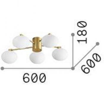 Lámpara de techo Hermes Ideal Lux color latón 60 cm 5 luces de cristal