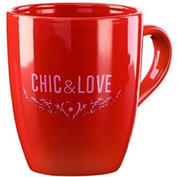 Chic & Love 16744 - Taza de porcelana, capacidad de 30 cl, color rojo