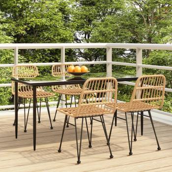 5-Piece Poly Rattan Garden Dining Set