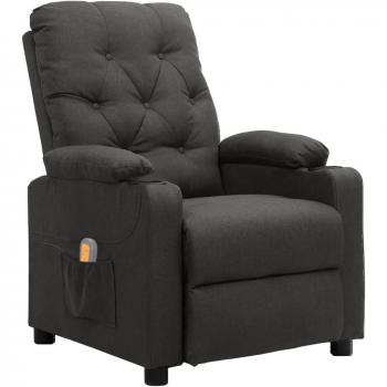 Sillón de masaje reclinable de tela gris oscuro vidaXL