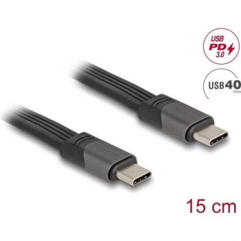 Cable plano USB 4.0 Type-C a Type-C, 0.15 m, 40 Gbps, PD 3.0, 100 W, 8K 60 Hz