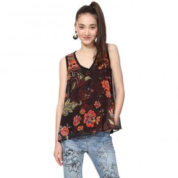 Desigual Blouse Sleeveless Olaf Woman Black Blusas, Negro