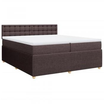 Cama box spring con colchón tela marrón oscuro 200x200 cm Vidaxl Marrón