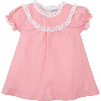 Vestido de bebé niña en color rosa con puntilla