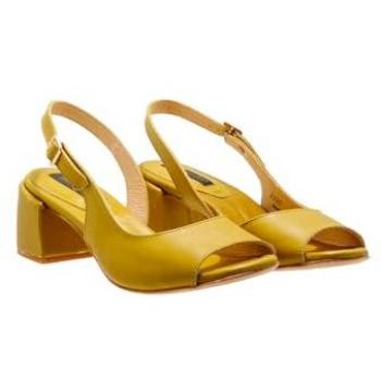 Sandalias de piel Neosens Ozana para mujer, color amarillo con tacón alto