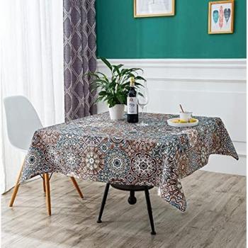 DALINA TEXTIL Mantel de Mesa Antimanchas Rectangular de Estampado Vintage Contemporáneo Tejido Impermeable