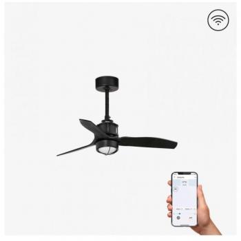 Ventilador de techo Justfan con difusor de cristal 42,4 cm y luz wifi DC negro
