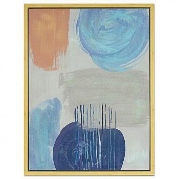 Cuadro Lienzo Abstracto Romimex Azules con Marco 60 x 80 x 4 cm