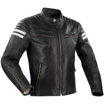 Chaqueta de Moto Segura Funky Negro-Blanco, cuero, talla M