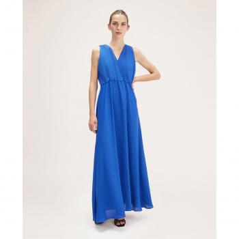 Motivi Vestido Largo Georgette Doble Color Sólido con cuerpo plisado