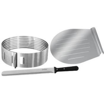 Zenker 7705 Set Molde Laminar + Tarta + Cuchillo + Pala, Acero Inoxidable