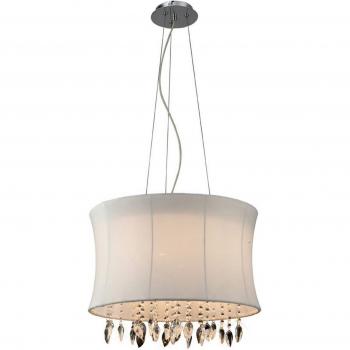 Lámpara colgante Niki de 4 luces con cromo blanco pulido y pantalla de cristal transparente