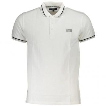 Cavalli Class White Cotton Polo Shirt - XL, Polo Shirts, male, White, Size: XL Stylish Printed Polo Shirt