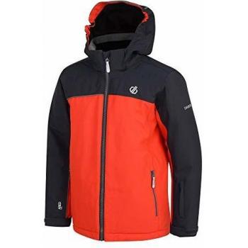 Dare 2b Legit Waterproof & Breathable Foldaway Hooded Ski & Snowboard Jacket with High Loft Insulation and Snowskirt Chaquetas aislantes Impermeables, Infantil, Fiery Red/Ebony Grey, 5-6