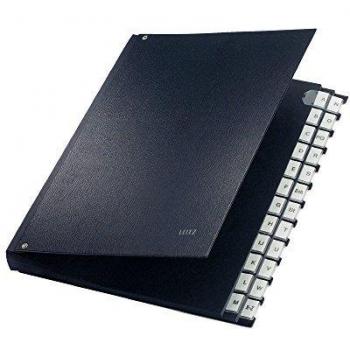 Carpeta de escritorio Leitz A4, 24 compartimentos, plástico, negro