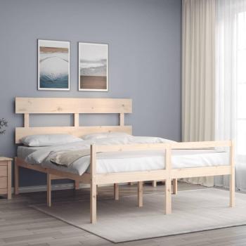 Cama para ancianos con cabecera 160x200 cm en madera maciza Vidaxl Marrón