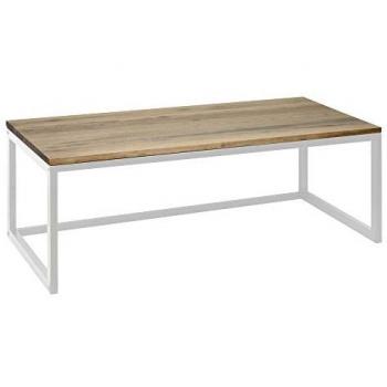 Mesa Centro Eco Three 140x45x40cm Blanca en Madera Maciza de Pino Acabado Vintage Estilo Industrial