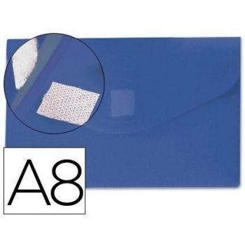 CARPETA BEAUTONE DOSSIER BROCHE POLIPROPILENO DIN A8 AZUL CON CIERRE DE VELCRO
