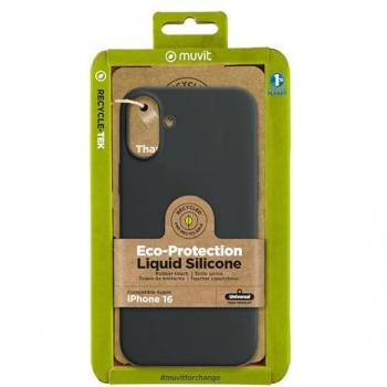 Funda Recycletek Liquid Silicone Muvit For Change Compatible con Apple iPhone 16 Negra