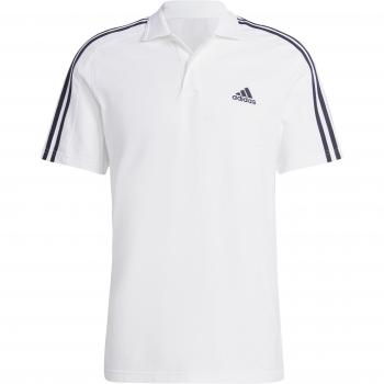 Adidas Essentials Piqué Short Sleeve Polo Shirt with Small Embroidered Logo 3-Stripes in White/Black for Men