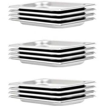 vidaXL 12x Bandejas Gastronorm de Alimentos GN 1/4 Utensilios Cocina Calientaplatos Plato Platillo Comida Buffet Baño María 20 mm Acero Inoxidable