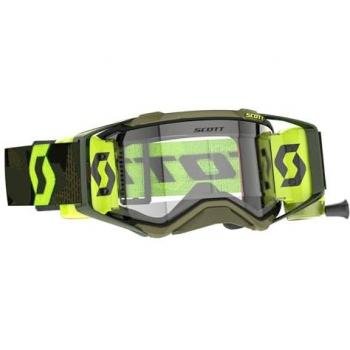 Gafas de motocross Scott Prospect WFS Roll-Off Verde Caqui-Amarillo Neón-Transparente y Negro Gris Verde Marrón