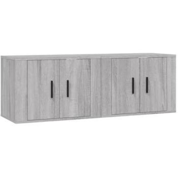 Mueble TV de pared multimedia 2 piezas color gris sonoma 57 x 34,5 x 40 cm