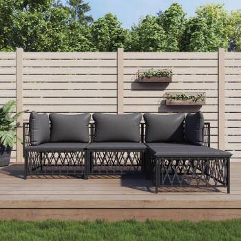 vidaXL 4-Piece Anthracite Steel Garden Lounge Set with Cushions