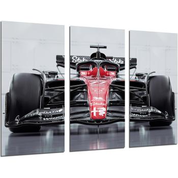 Set de 3 cuadros decorativos Fórmula 1 Alfa Romeo C43 2023, Bottas y Zhou, impresión digital sobre madera