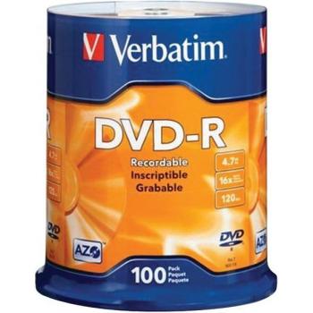 Verbatim 95102 DVD-R 4.7GB, Branded, 100 Pack Slim Case