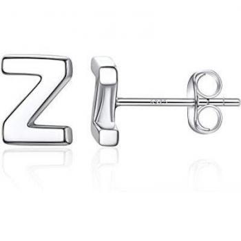 Silvora Pendientes Pequeños Plata con las Letras Z Pendientes Mini Iniciales Hipoalergénicos para Mujeres Hombre