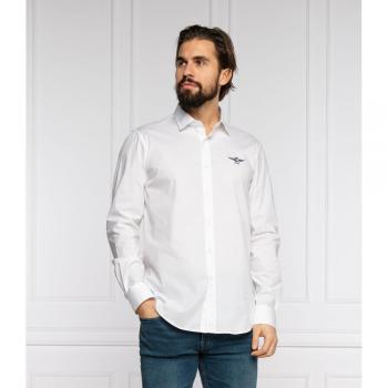 Aeronautica Militare Slim Fit White Cotton Shirt with Eagle Logo - XL