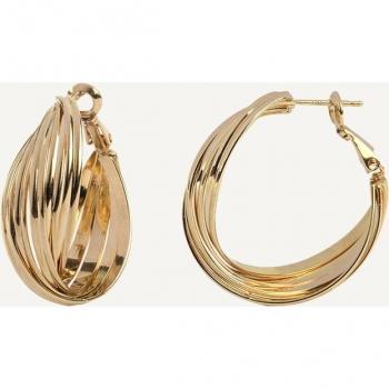 Pendientes aro Essentials acabado en oro 18 kt tiras
