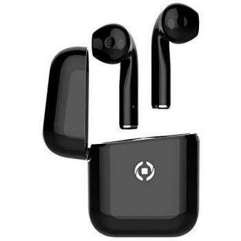 Celly ZED1BK Zed1 Auriculares Inalámbricos, Bluetooth 5.1 con micrófono, TWS Estéreo y Mono Control Remoto con Caja de Carga portátil, Negro
