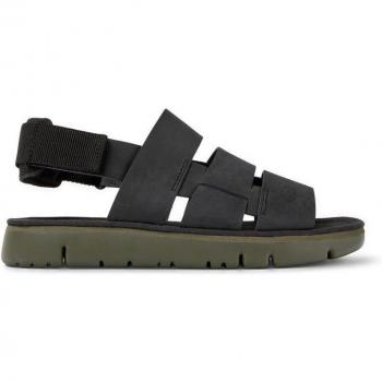 CAMPER Oruga Sandals for Men - Black, Smooth leather/Cotton fabric, Size 44/10.5