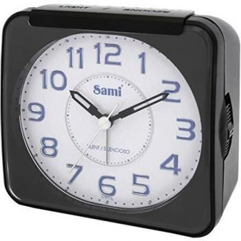 Sami-S9973N Clásico Despertador y dígitos XL, Despertador Cuadrado, Reloj Alarma con Luz de Noche, Sonido Campana,fácil de Leer, Negro.