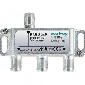 Divisor de TV Axing BAB 2-24P, doble vía, 5 - 1218 MHz, 24 dB