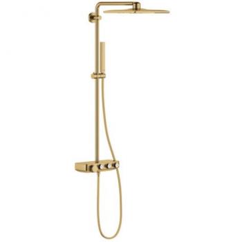 Sistema de Ducha Grohe Euphoria SmartControl 310 Cube Duo con Termostato, Montaje en Pared, Acabado Cool Sunrise Cepillado (Oro Mate)