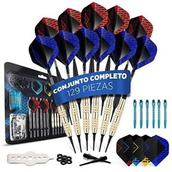 Dardos DartPro - 12 Dardos para diana [18g] - Dardos de punta suave para diana electrónica - Set de dardos[incl. 6 barriles de dardo + 21 plumas de dardo]