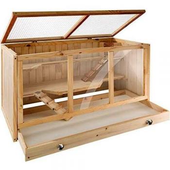 Jaula para roedores Goldie de Tectake - jaula para hámster y cobayas de madera, con múltiples niveles conectados por rampas, amplia libertad de movimientos, rejilla de techo articulada para mayor ventilación