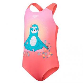 Bañador Speedo para niña con estampado digital, color rosa, talla 3