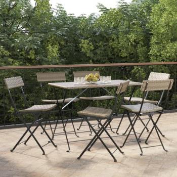 vidaXL Folding Bistro Chairs 6 pcs Grey Poly Rattan and Steel: Set of 6 folding bistro chairs, made from grey poly rattan and steel, suitable for outdoor use, lightweight design for easy transport and storage, weather-resistant materials,