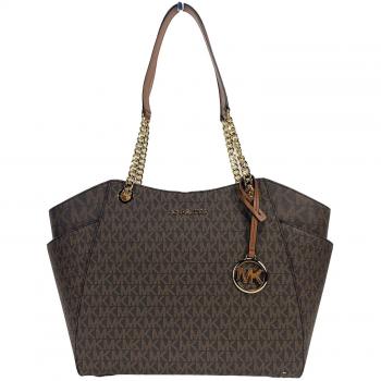 Michael Kors Jet Set Large Chain Brown Shoulder Tote Bag